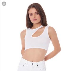 Emma & Sam White Cut Out Crop Top